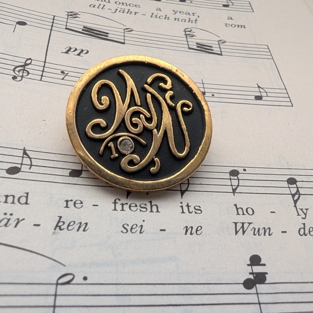 Gold and Black Monogram Brooch Weight Watchers Pin